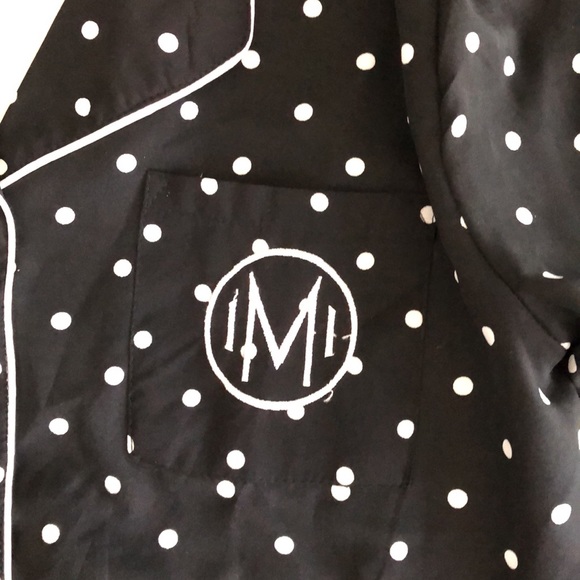 Pajama set polka dot monogram M black/white Mudpie - Picture 4 of 6